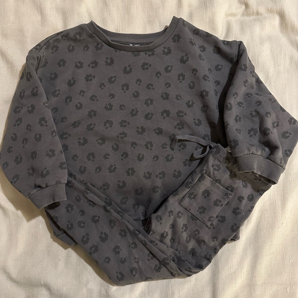 Zara Charcoal Leopard Outfit Set